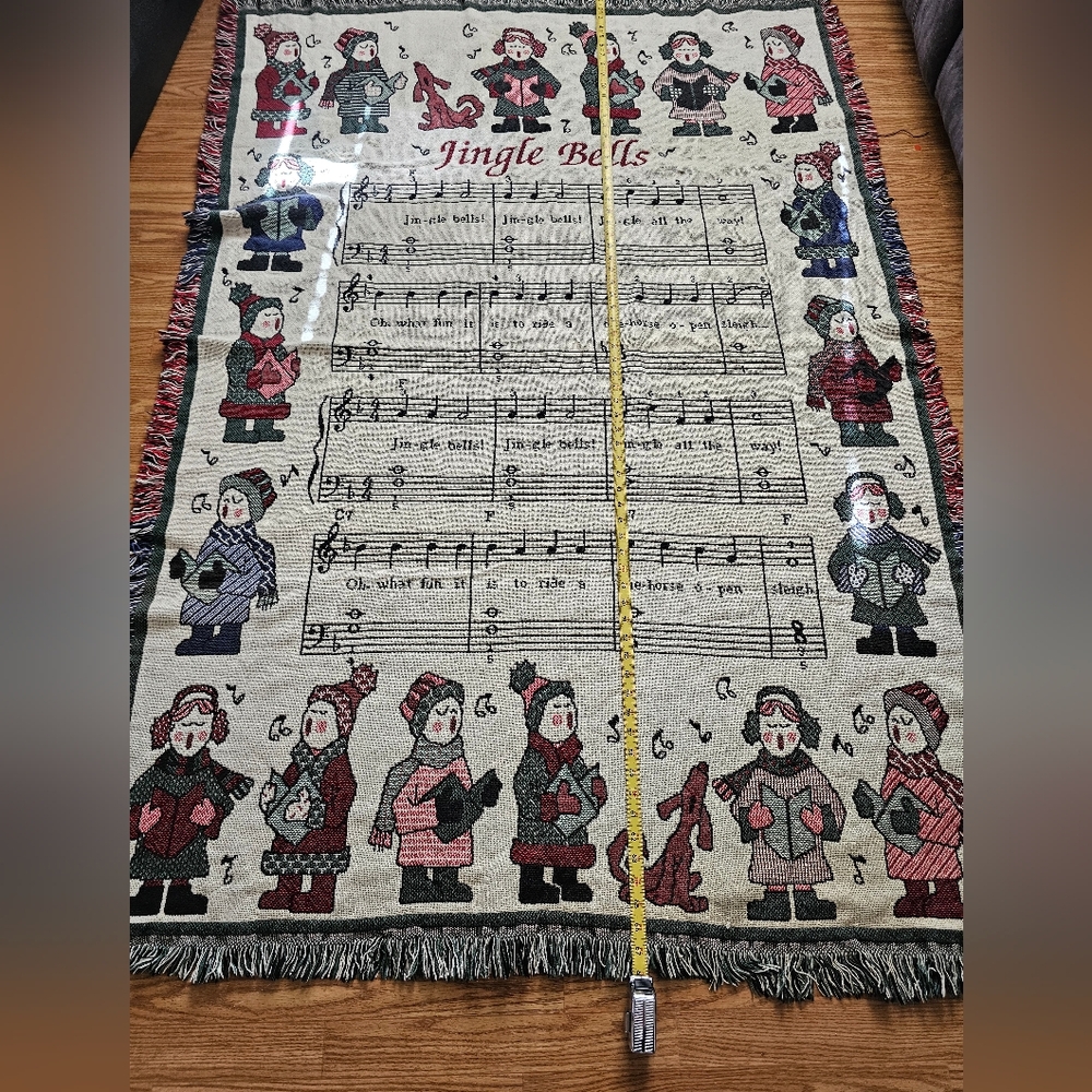 Goodwin Weavers Throw “Jingle Bells” Made In USA 65" x 45" - Picture 3 of 6